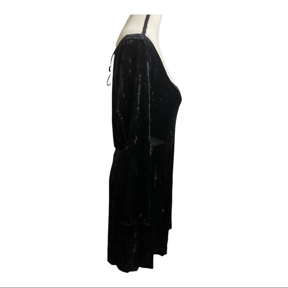Free people New Kat velvet Aline dress size Medium black long sleeve NWT - Picture 5 of 8